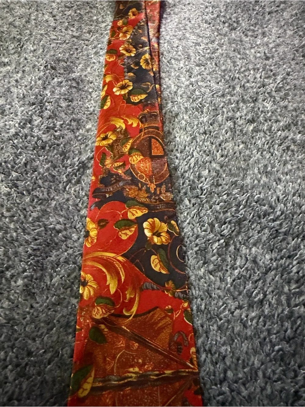 Tradition Red Floral Pattern Polyester Necktie